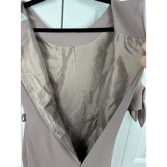 Womens Size 0 XXS Minimalist Gray Brown Sheath Bow Sleeve Career Dress Preppy - Picture 4 of 8